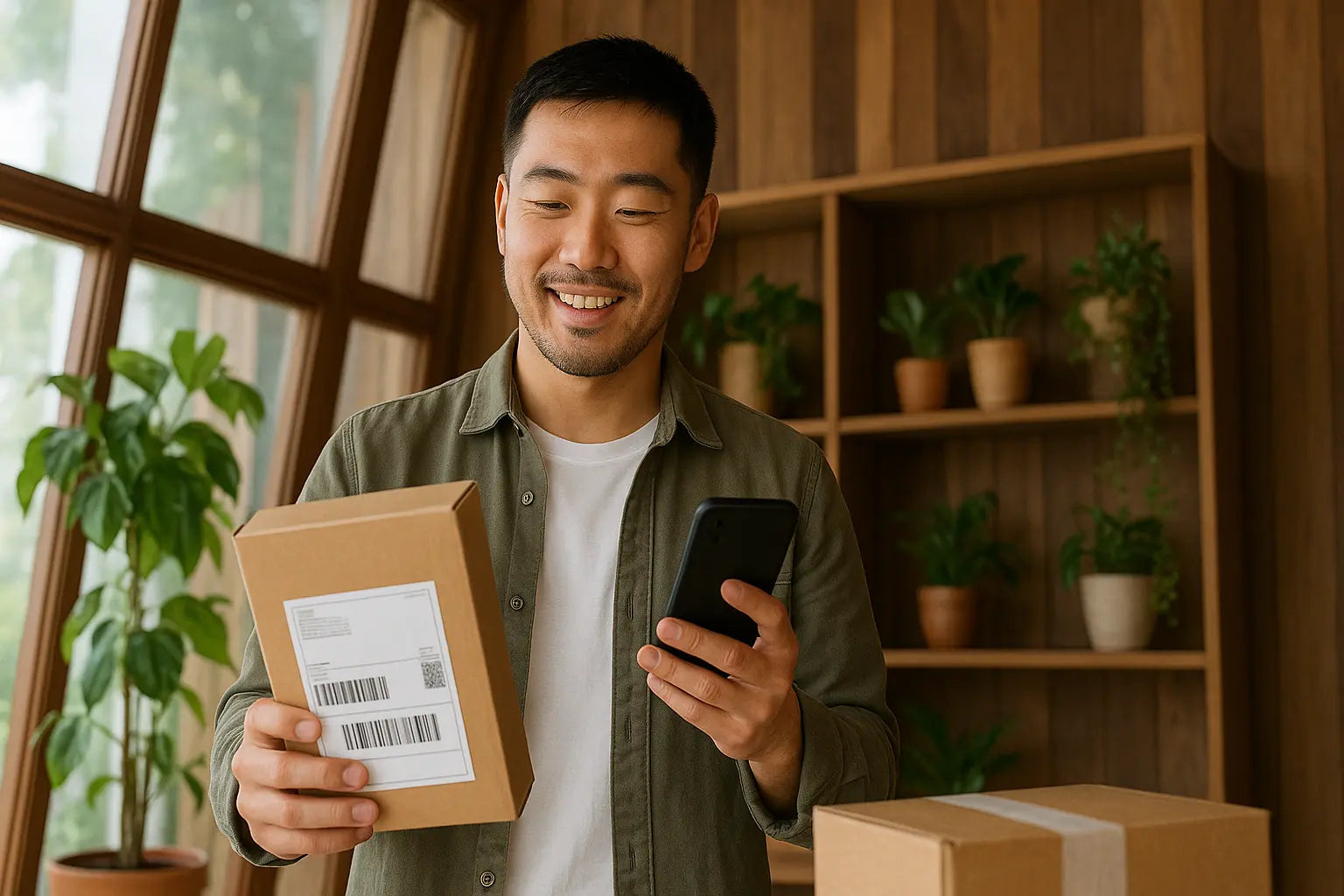 Client satisfait recevant son smartphone réparé par iTelier Lyon – Service rapide, sécurisé et envoi soigné dans toute la France